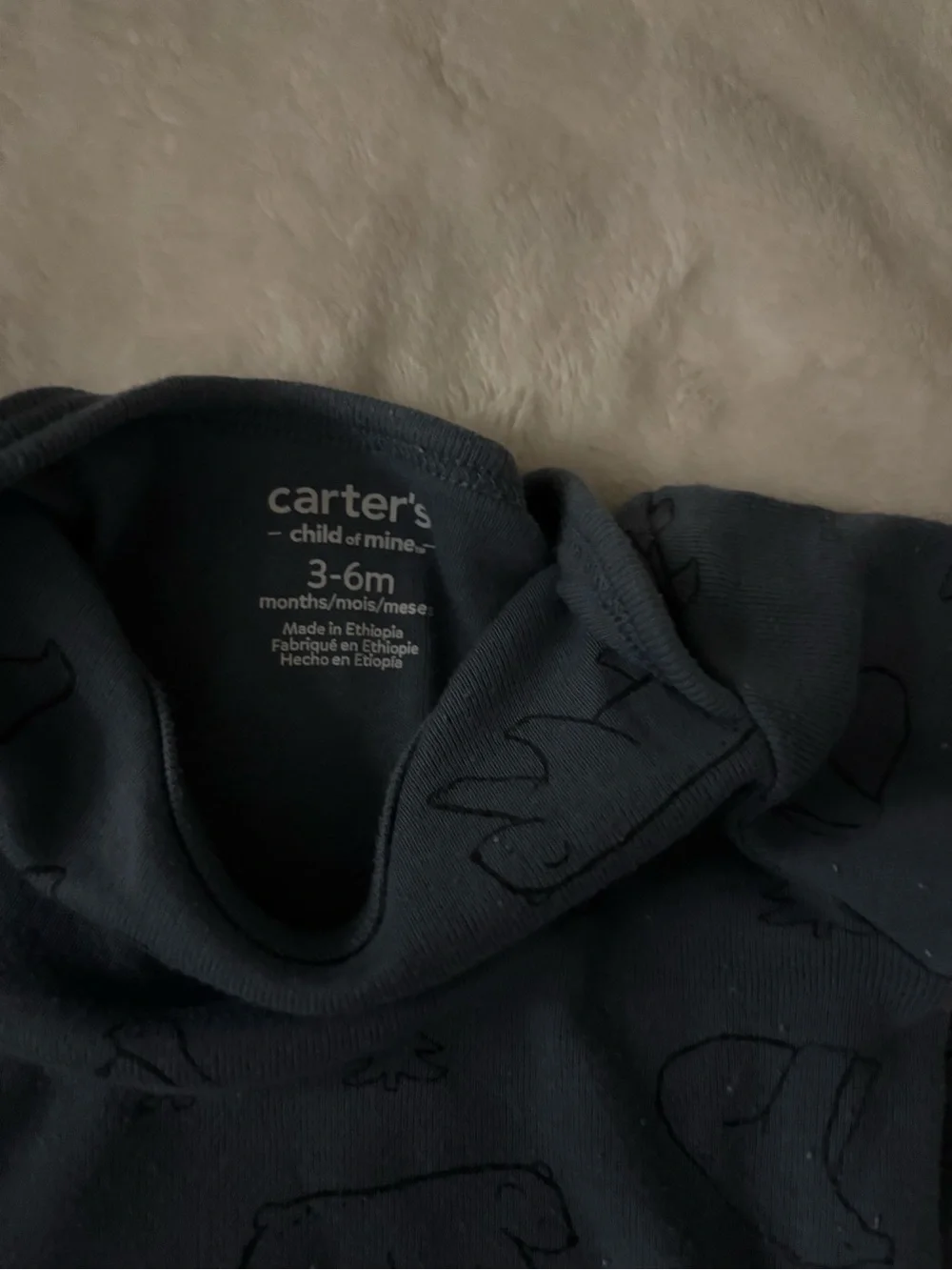 Carter's Dark Blue Bear Print Pajama Set - Bodysuit & Pants
